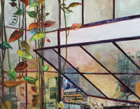 Brooklyn Window.  Collage and Acrylic on Canvas.